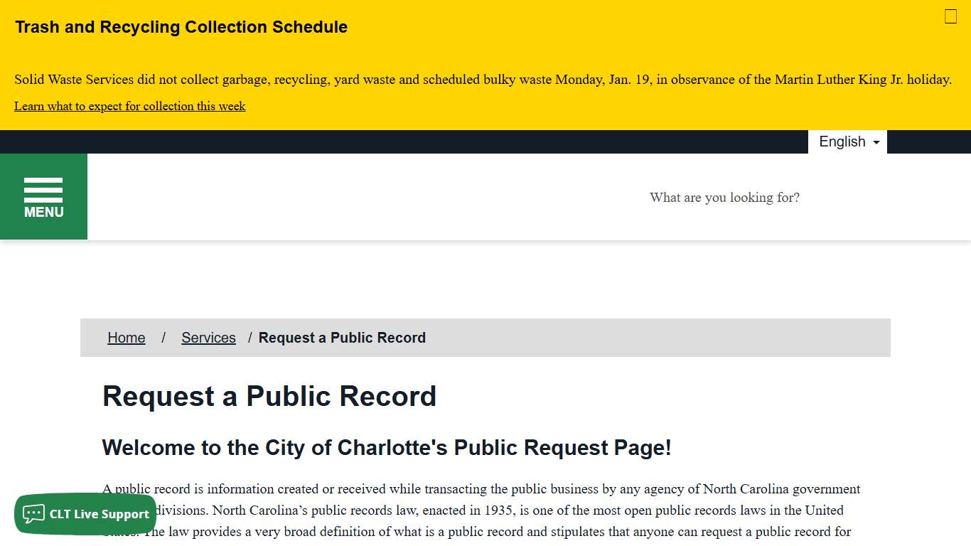 Request a Public Record - City of Charlotte