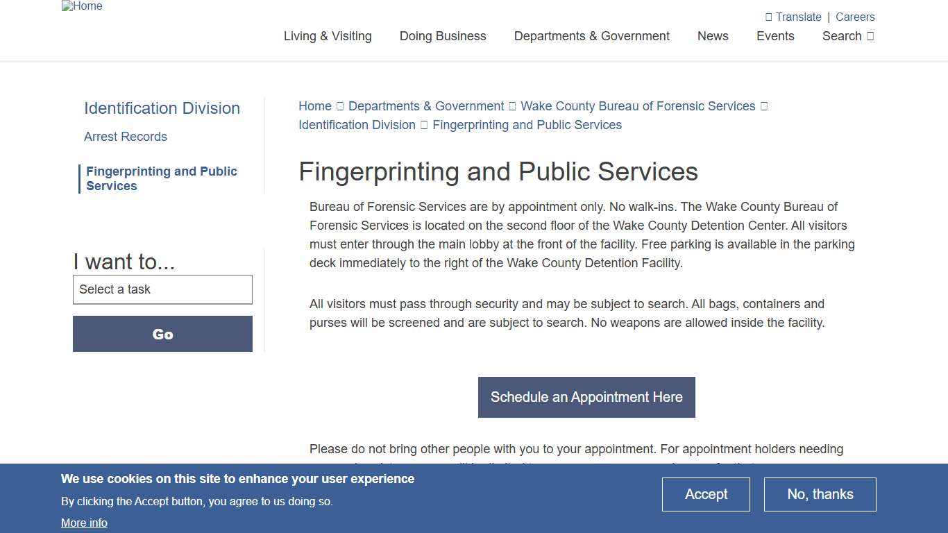 Fingerprinting and Public Services | Wake County Government